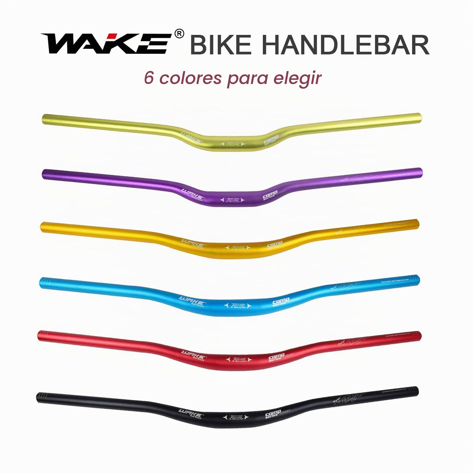 WAKE Manillares para bicicletas, Mountain Bike Manillar Ancho MTB Barras Elevadoras Mangos de Bicicleta de aleación de Aluminio extralargos Extra Largos para bajadas Off-Road 31.8 * 780MM Negro