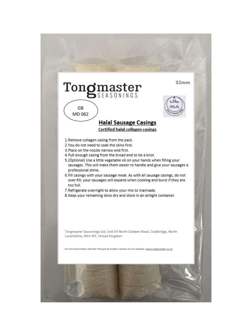 2 x 32mm Halal Collagen Sausage Casings