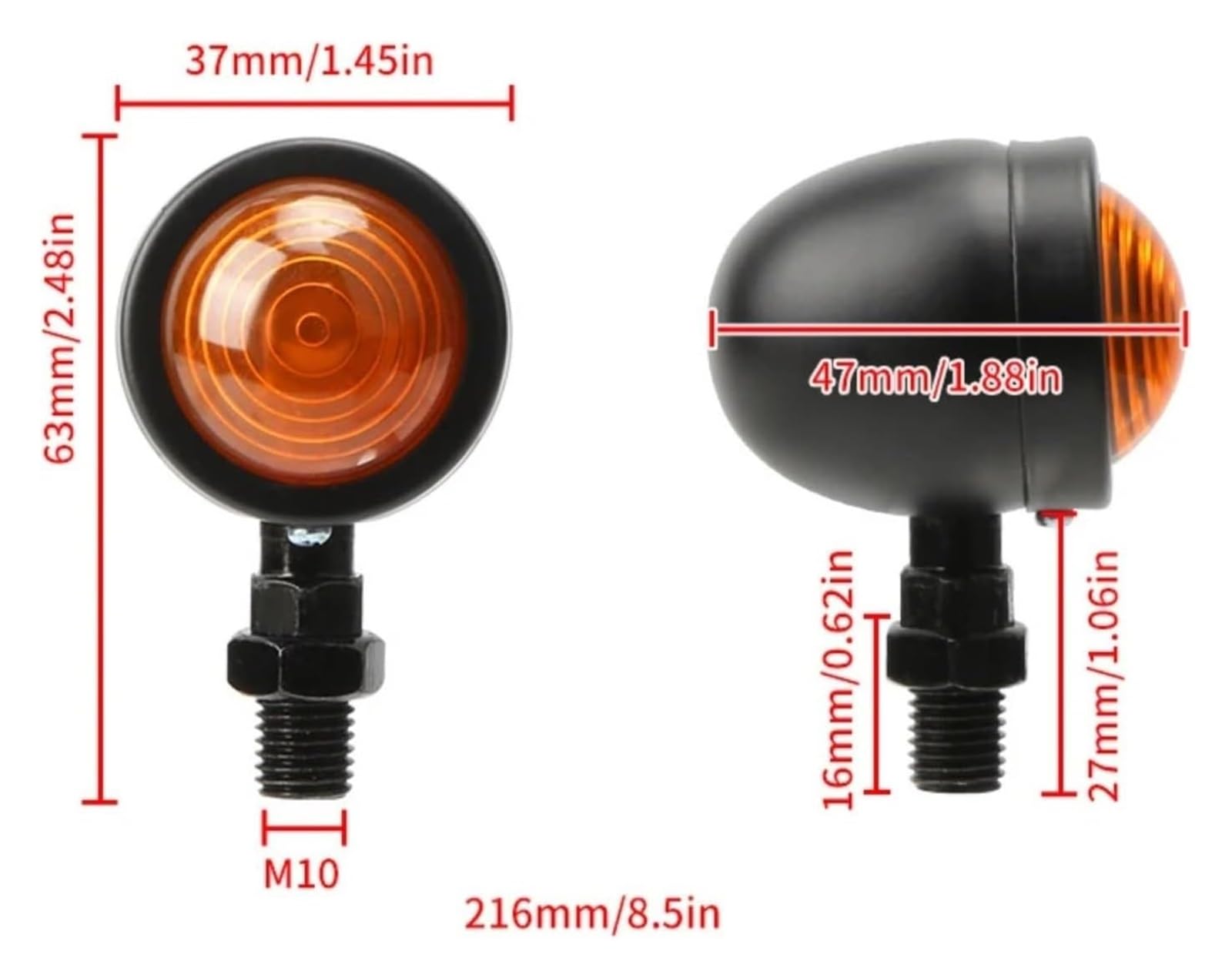 Indicatore Direzione Anteriore per Z900RS per ZZR600 12V 10mm Moto Freccia Indicatore di Direzione Lampada Luci Lampeggiante(4 PCS-Chrome)