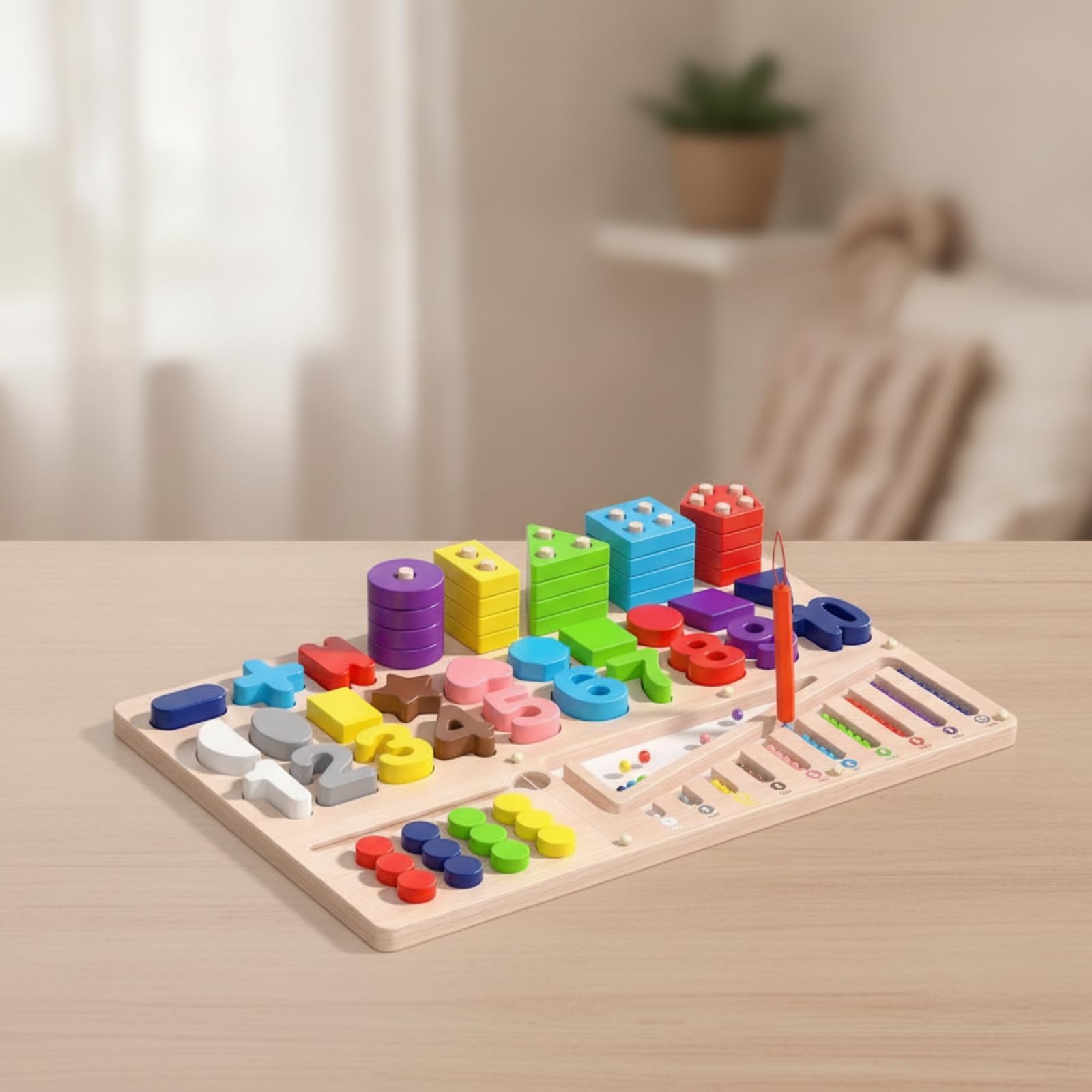 Tablero Actividas Educativo Multifuncional Tablero Aprendizaje Temprano con Piezas Resistente para Preescolar