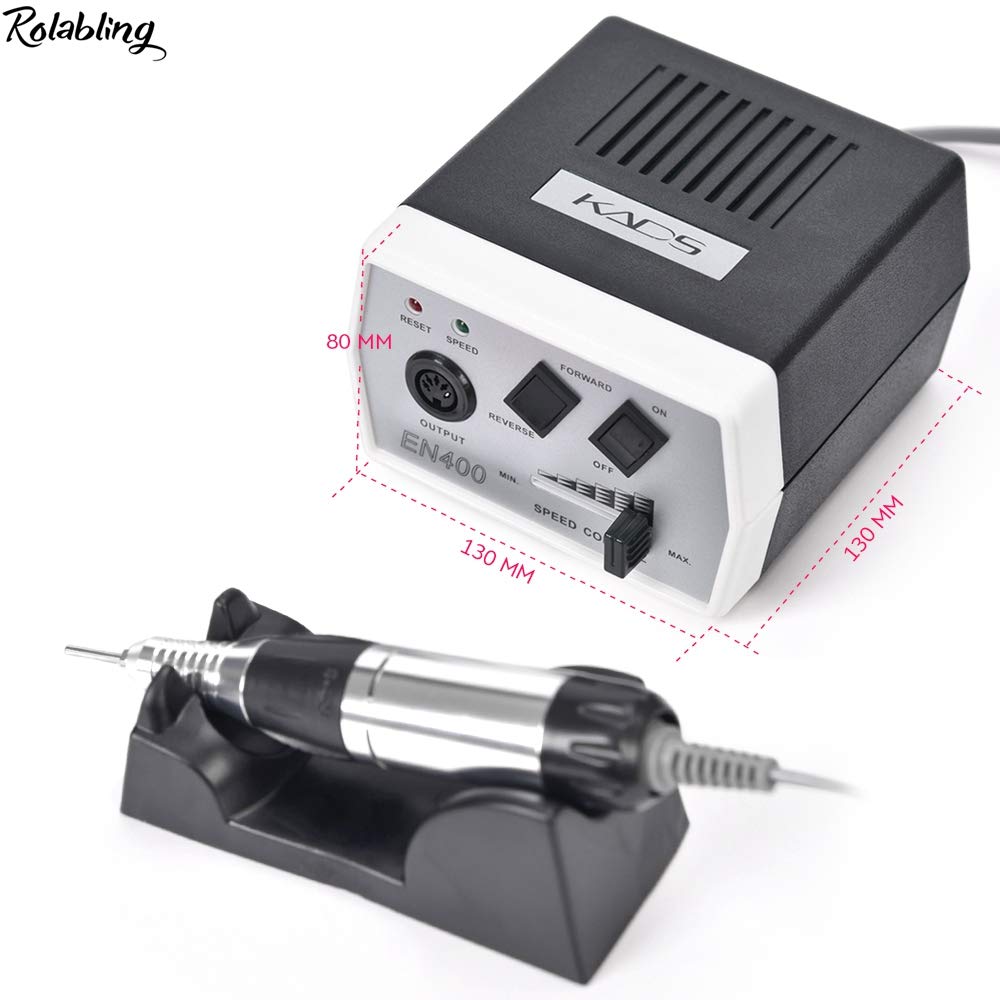 Professional Nail Drill Machine Electric Nail File Acrylic Manicure Pedicure Grinding Drill Set Low Heat Low Noise Low Vibration,30000 RPM,Black (110V)