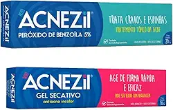 Acnezil 20g e secativo 10g acne espinhas cravos limpa trata previne limpeza de pele…