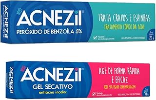 Acnezil 20g e secativo 10g acne espinhas cravos limpa trata previne limpeza de pele…