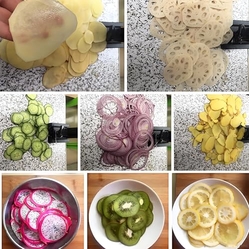 Cortador de verduras multiusos, máquina de corte manual de limón, ajustable de 0,3 a 8 mm de grosor, extraíble y fácil de limpiar, utensilio de cocina