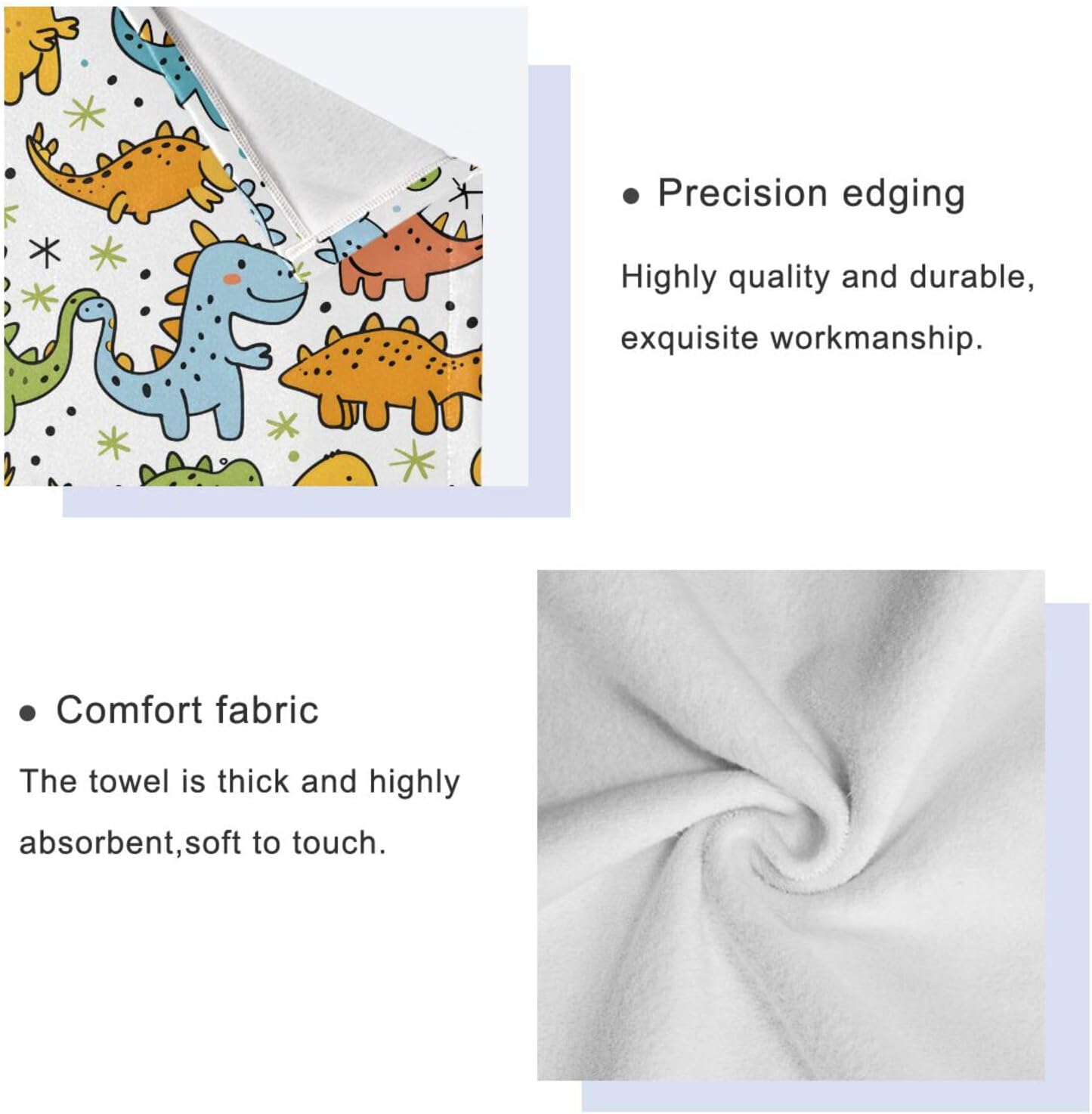 ALAZA Funny Dinosaurs Bath Towel Set Luxury Decorative Set of 3, 1 Bath Towel 1 Hand Towel 1 Washcloth Soft Multipurpose for for Bathroom Hotel Gym Yoga Spa