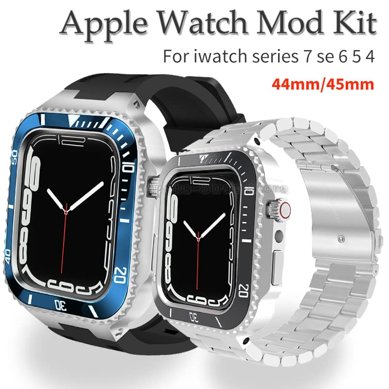 Funda de Bisel de Metal y Correa para Correr con iwatch Series 7 y 8 4