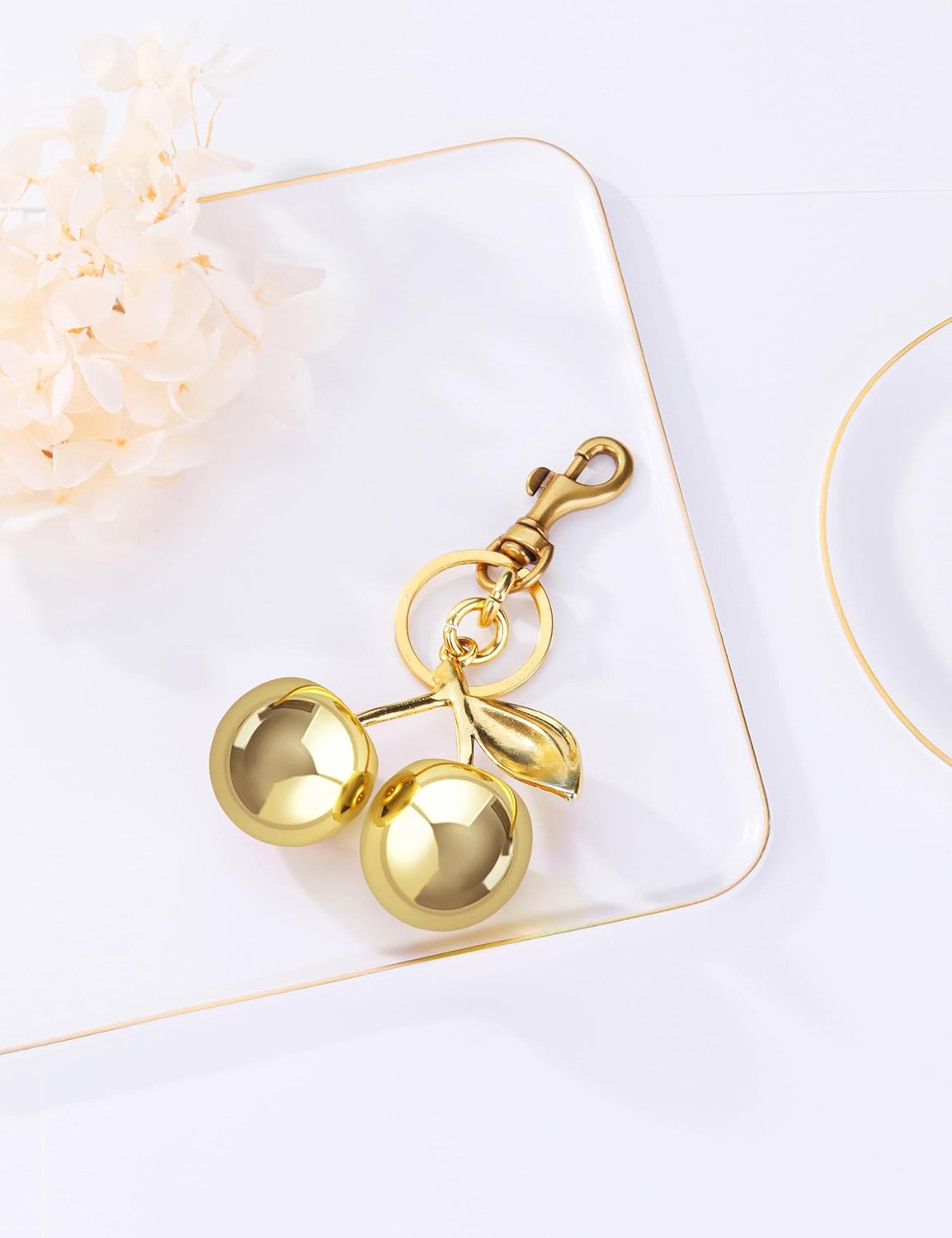 OVRUNS Cherry Bag Charm Cute Cherry Accessories Sparkling Purse Charms for Women - Image 5