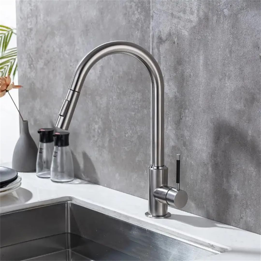 ZQFHSX Pull Out Kiten Faucet Brushed d Black Sink Mixer Tap Rotation Taps LWX