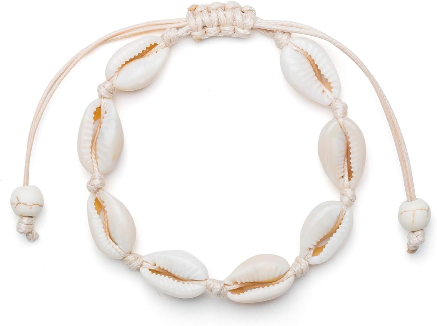 Puka Shell Anklet for Women Summer Natural Cowrie Adjustable Ankle Bracelet, Handmade Boho Hawaiian Beach Seashell Jewelry