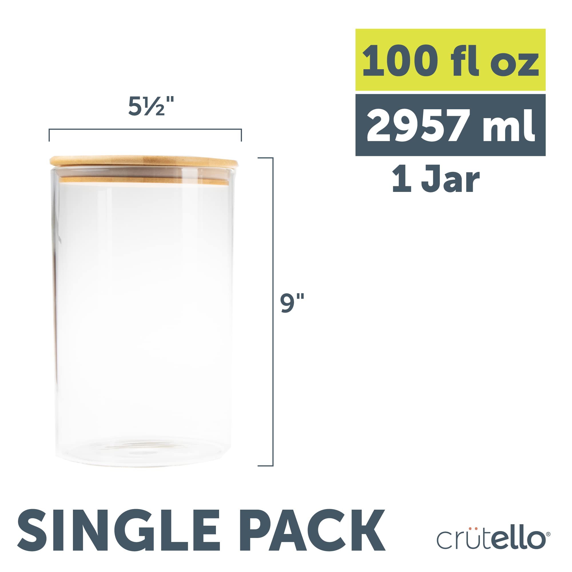 Recipiente de vidrio para almacenamiento de alimentos con tapa de bambú, recipiente hermético transparente para organización de cocina de 100 onzas 2