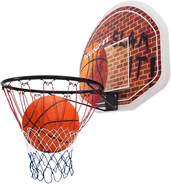 SPOTRAVEL Wall Mounted Basketball Hoop with Net - Indoor/Outdoor Backboard Set for Kids & Adults