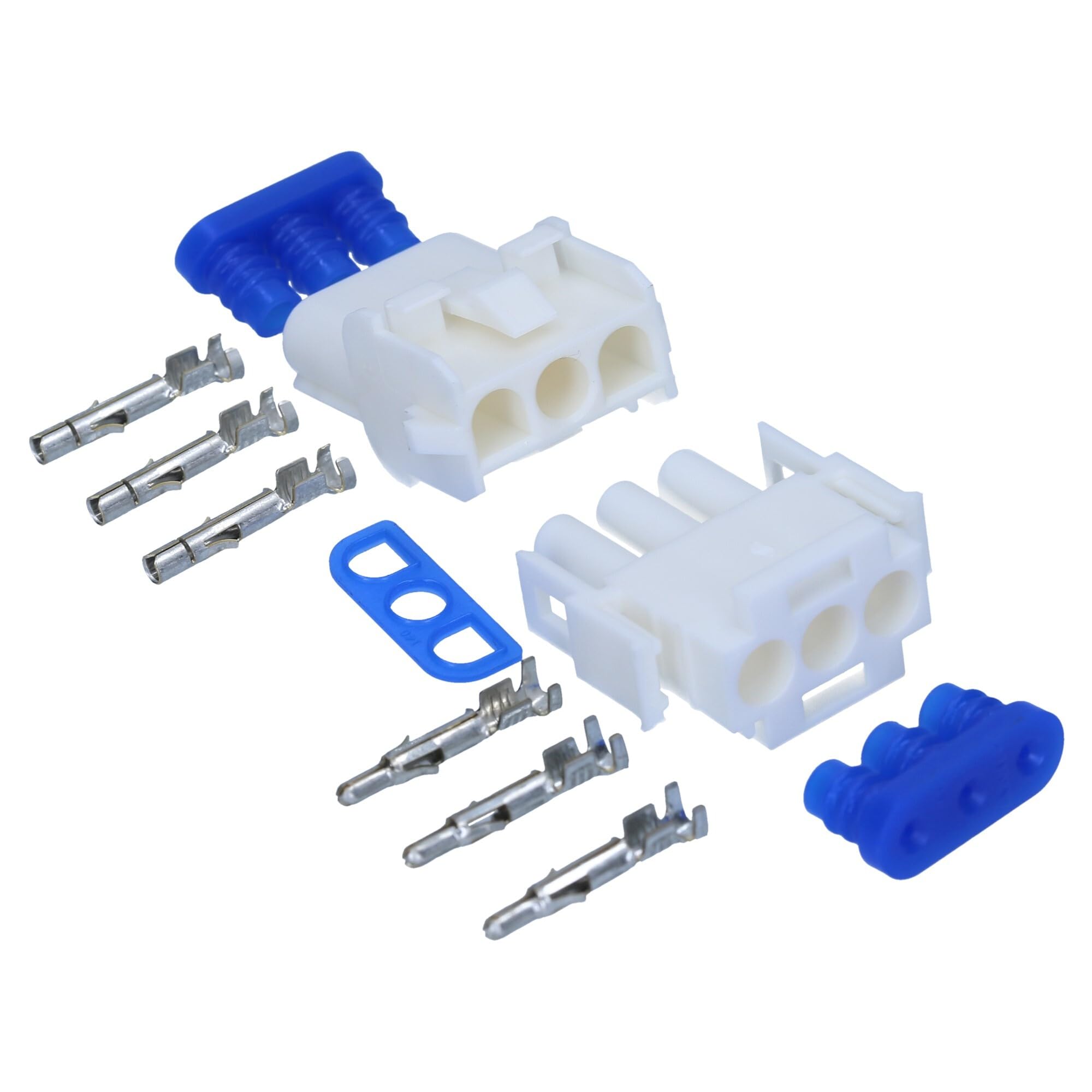 Kalitec KALI-1103 Universal MATE-N-LOK Set 3-Pin with Contacts and Seals IP 57 I Electrical Plug White Polyamide 6.6 I Connector Sealed for Lighting Circuit Boards