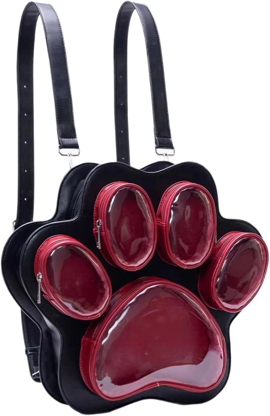 Cute Cat Paw Design Ita Bag Backpack Pin Doll Display Gift for Cat Lover (Birthday/Holiday/Special Day) (red)
