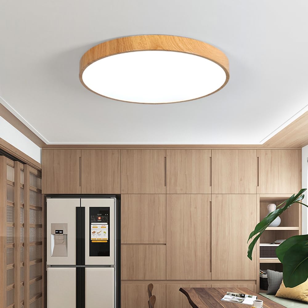 24W Lampa Sufitowa Z Wykończeniem W Kolorze Drewna 5500K Biała Lampa Sufitowa Do Kreatywnego Montażu energooszczędna Lampa Emitująca Światło Z Boku do Jadalni, Kuchni, Balkonu, Łazienki STVDEDG