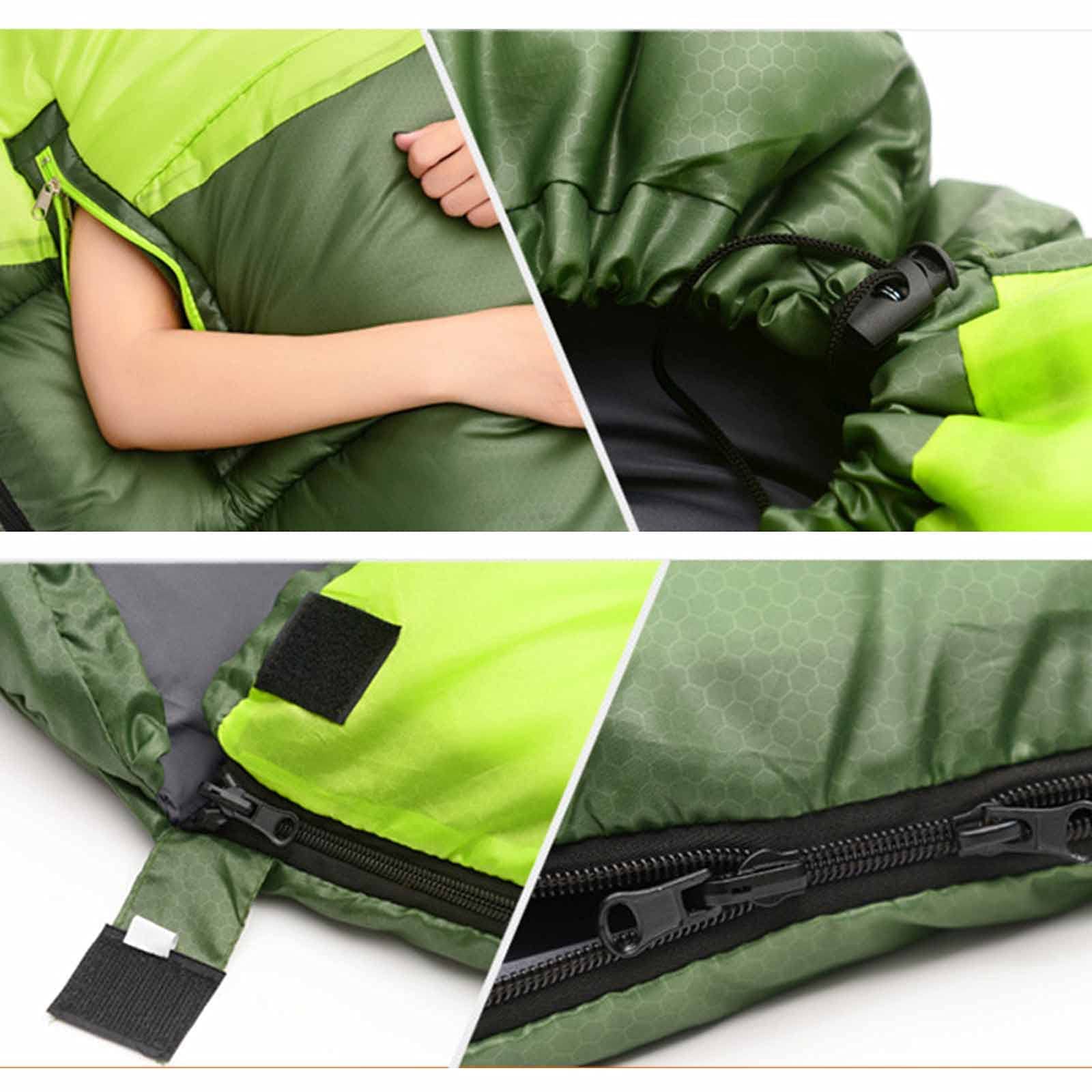 Warm Weather Sleeping Prostokątny śpiwór kempingowy 3-Season Comfort Pojedyncze śpiwory z plecakiem (zielony prawy 1,65 kg)