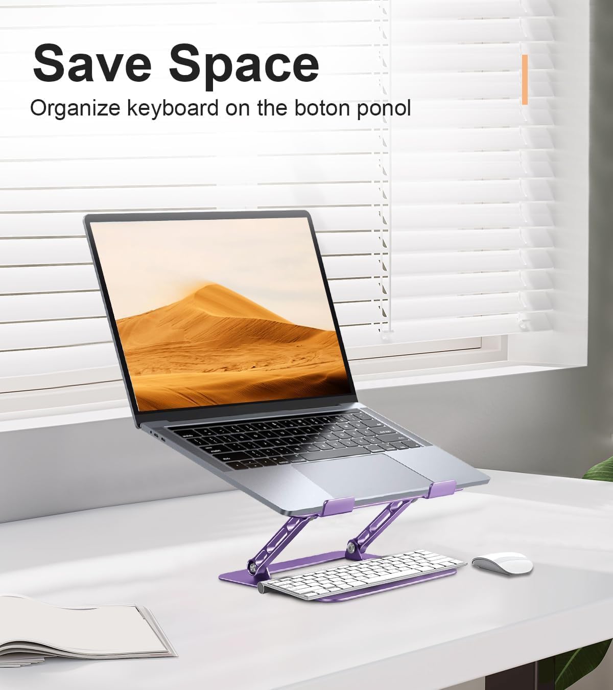 Aoviho Soporte ajustable para computadora portátil, soporte y elevador para laptop, soporte plegable de aluminio para computadora portátil para MacBook Air Pro HP Lenovo Dell Samsung Chromebook,
