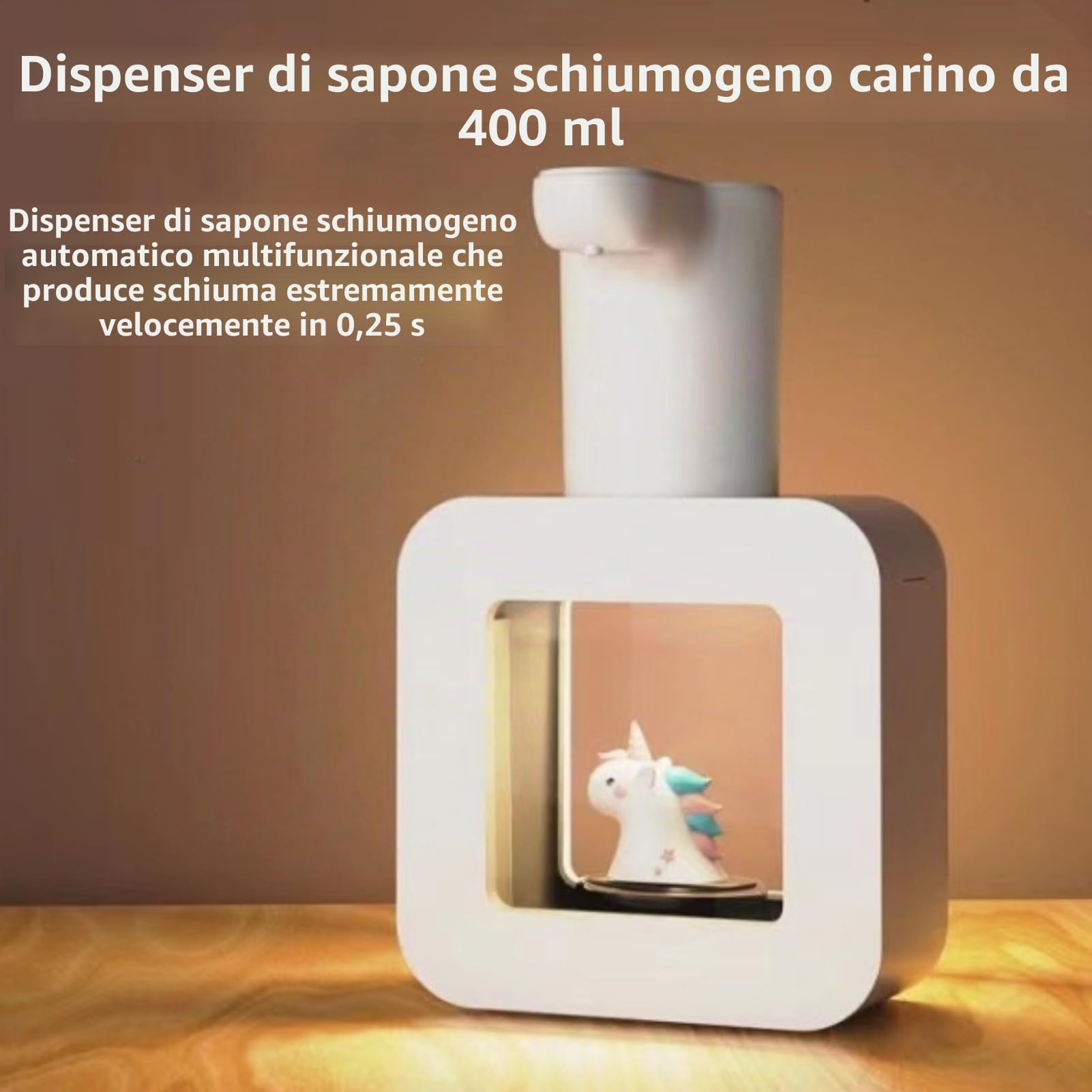 Dispenser automatico di sapone da 400ml, Dispenser di sapone schiumante con sensore Dispenser di sapone a mano ricaricabile Touchless Wall Mount per cucina del bagno(bianco)