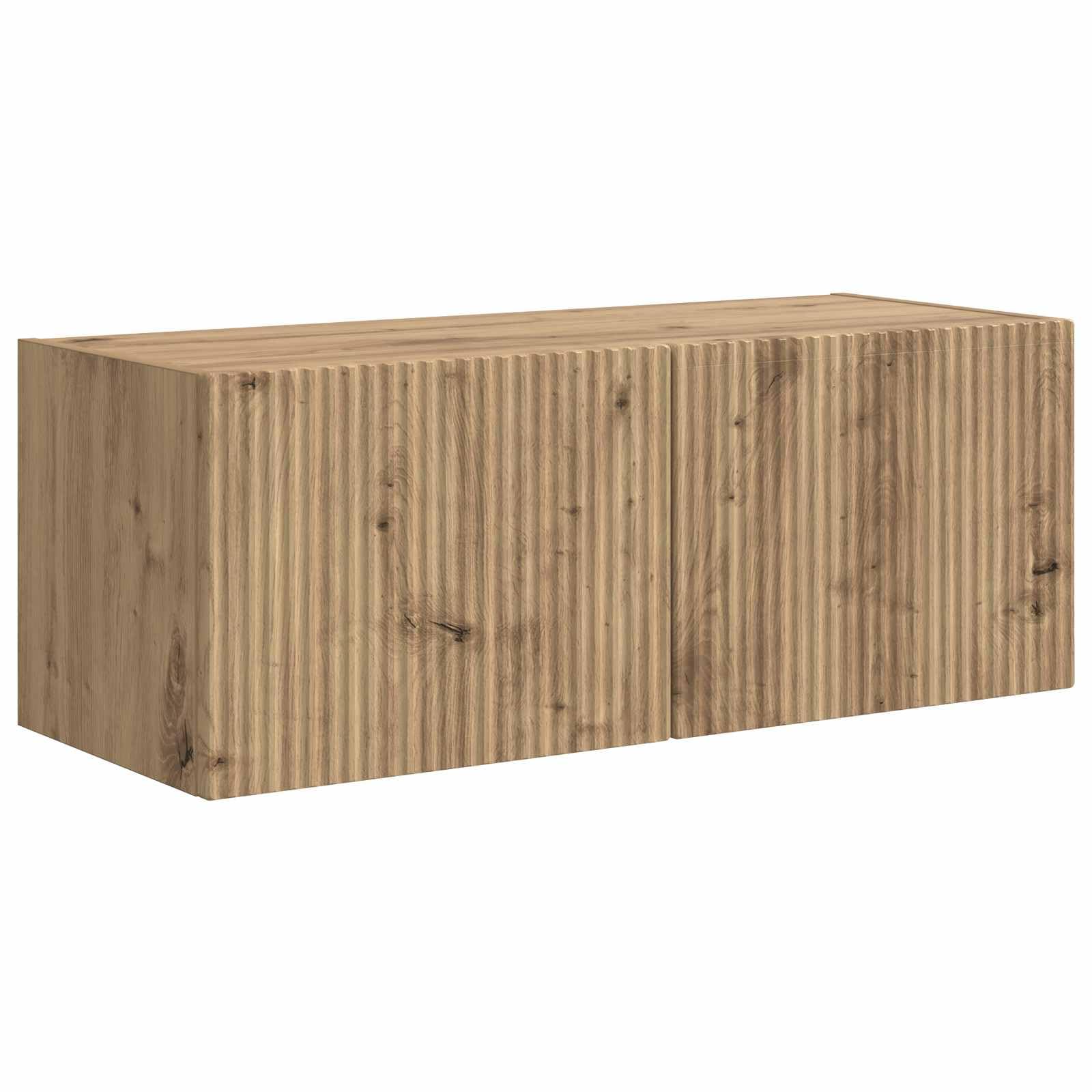 TV-Schrankset Wandmontiert 5-teilig, Hochglanz Weiß Holzwerkstoff, Modernes Media Center für Wohnzimmer, Schlafzimmer, 98x31x29.5cm, mit Stauraum