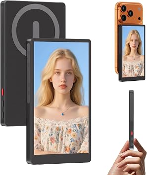 MAGEX Selfie Monitor for iPhone 17 5 Inch 1080P Ultra-thin Smartphone Monitor Magsafe Compatible Wireless Connection Screen Mirroring External Camera iPhone Rear Monitor Ideal for Vlog Recording