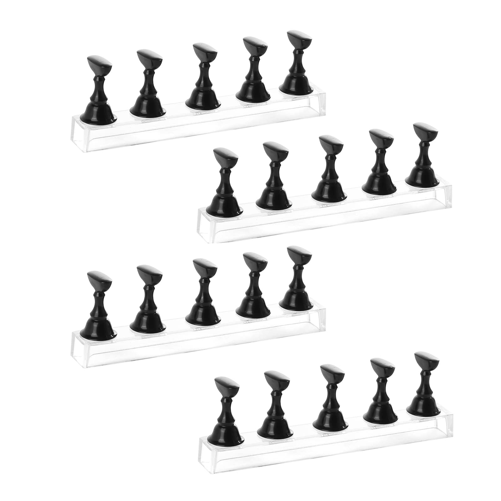 4 Sets Black Nail Stand for Press on Nails Display, Magnetic Fake Nail Tips Holder for Painting Nails Practice, Beginner Acrylic Nail Art Kit Accessories, Nail Salon Equipment and Decorations