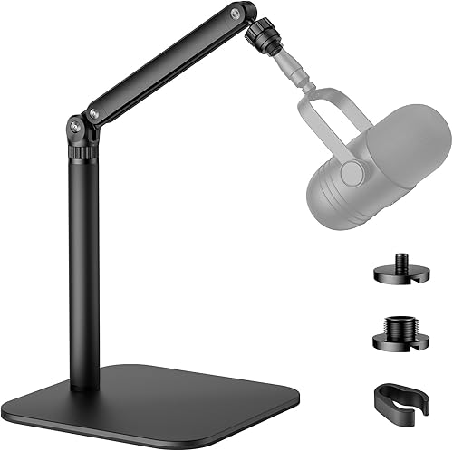 Soporte de micrófono de escritorio, brazo de montaje ajustable con múltiples hilos para Blue Yeti, Fifine, Shure, HyperX y más micrófonos, cámaras