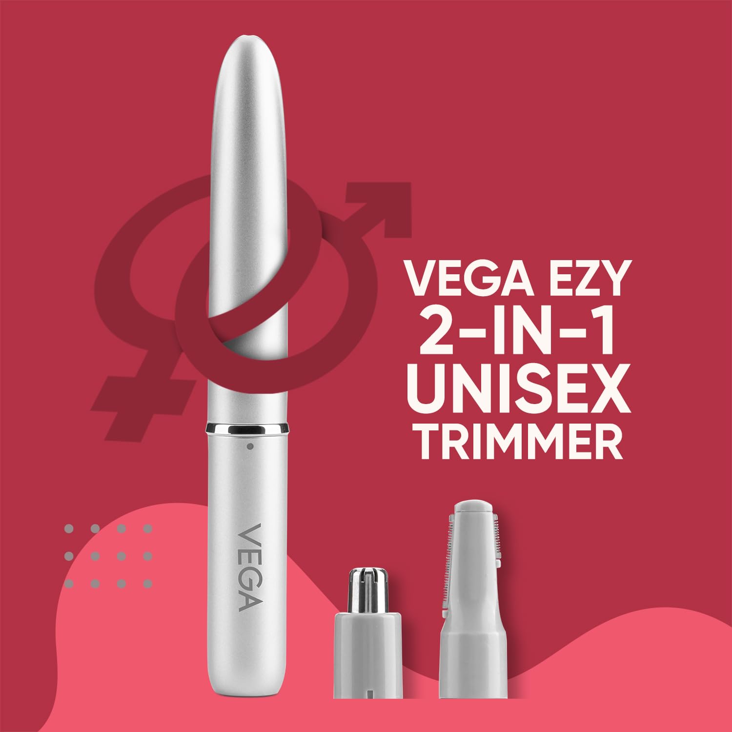 Vega EZY 2-in-1 Unisex Face/Body & Nose Trimmer, IPX 5 Water