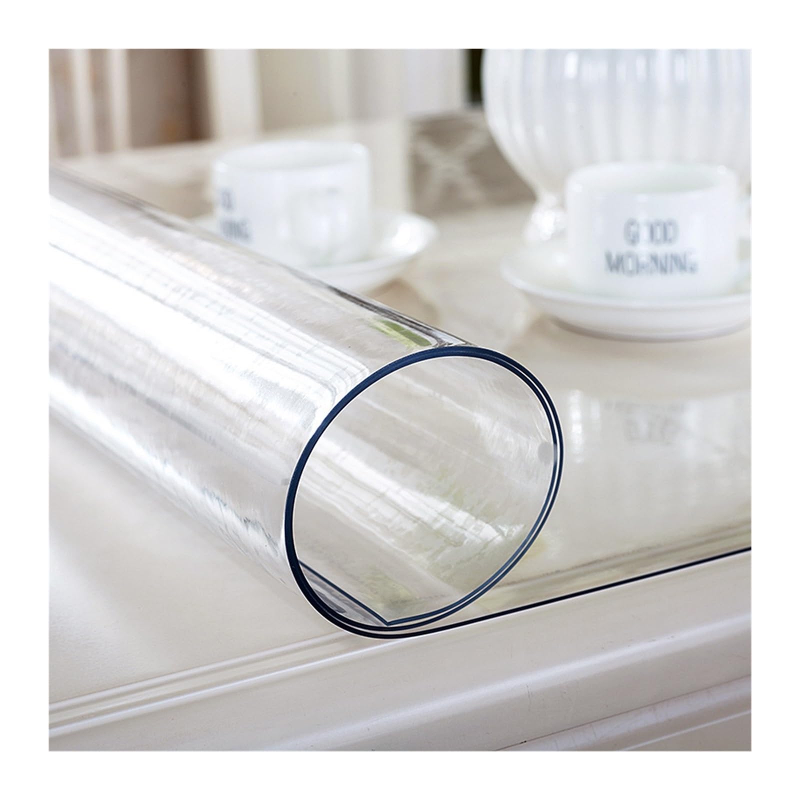 Clear Table Protector PVC Tablecloth Transparent Dining Tablecloth With Kitchen Waterproof Oilproof Glass For Rectangular Table 1.0mm(Transparent,60X180cm)
