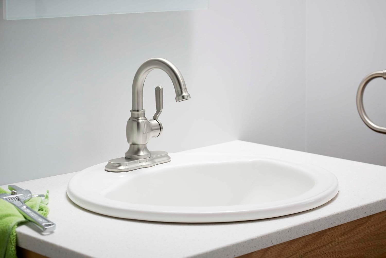 Sterling 27374-4-BN Ludington Single-Handle Bathroom Sink Faucet, 1.2 GPM, 360 Spout, Clicker Drain with Tailpiece, Premium Durable Metal, Corrosion Resistant, Vibrant Brushed Nickel