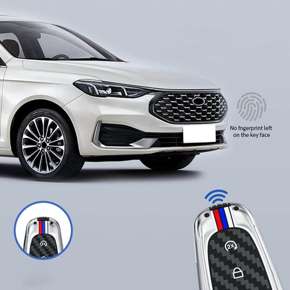 Zinc Alloy Smart Key Fob Case Cover Protector Shell Compatible for Ford C-Max Edge Escape Expedition Explorer Flex Focus Taurus Lincoln MKS MKT MKX Navigator Gray