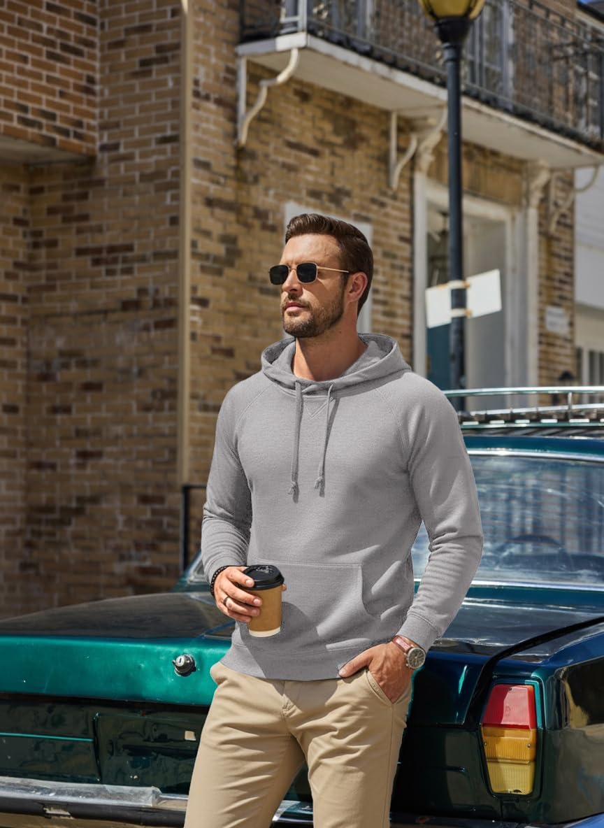 COOFANDY Sudadera con Capucha Hombre Manga Larga Cordón