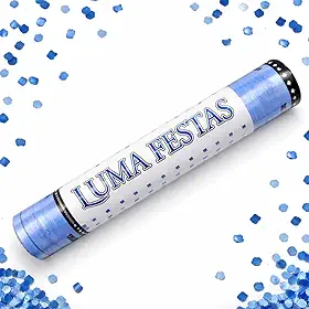 Lança Confete Manual para Festa – Confete Colorido Decorativo – Acessório para Aniversário, Casamento e Eventos – Luma Festas (Azul)