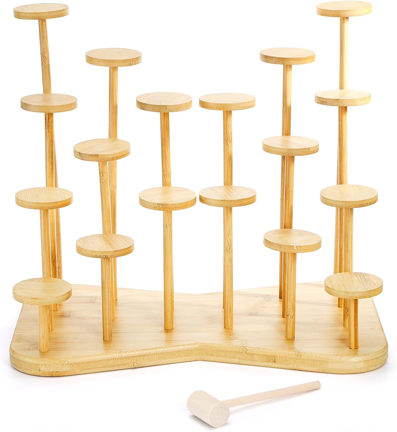 ZEAYEA Cupcake Stand for 18 Cupcakes, Bamboo Dessert Display Holder Stand for Dessert Tables, Layered Stands with Non-slip Pads for Party Wedding Birthday Holidays Christmas Anniversaries