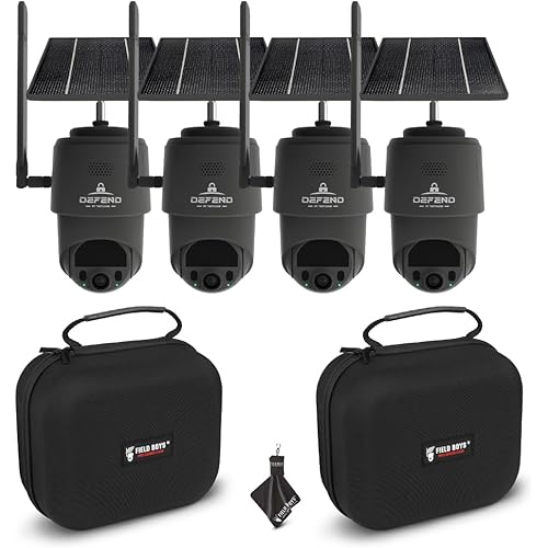 TACTACAM – Defend 360 Cellular Security Camera, 4K Photos, 1080p Video, Solar + Rechargeable Battery, 360° Pan/Tilt/Zoom, LTE Cellular, Motion Alerts, Weather Resistant Includes Case & Cloth (4PK)