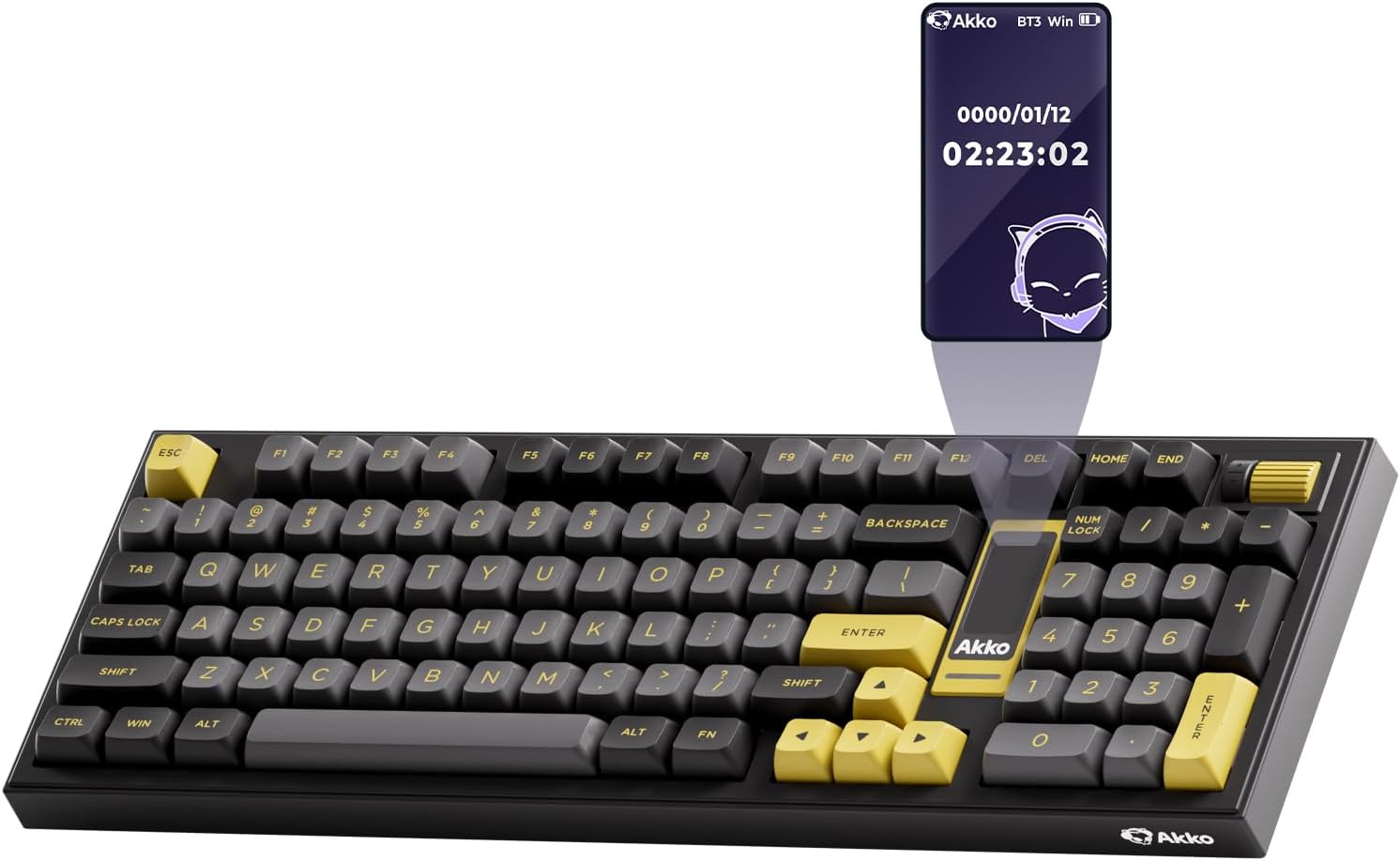 Akko 5098B Wireless Gaming Keyboard with Screen, Black & Gold Mechanical Keyboard with Scroll Wheel, Hot-Swappable Gaming Keyboard with Numberpad, RGB Gasket Keyboard, Piano Pre Lubed Switch
