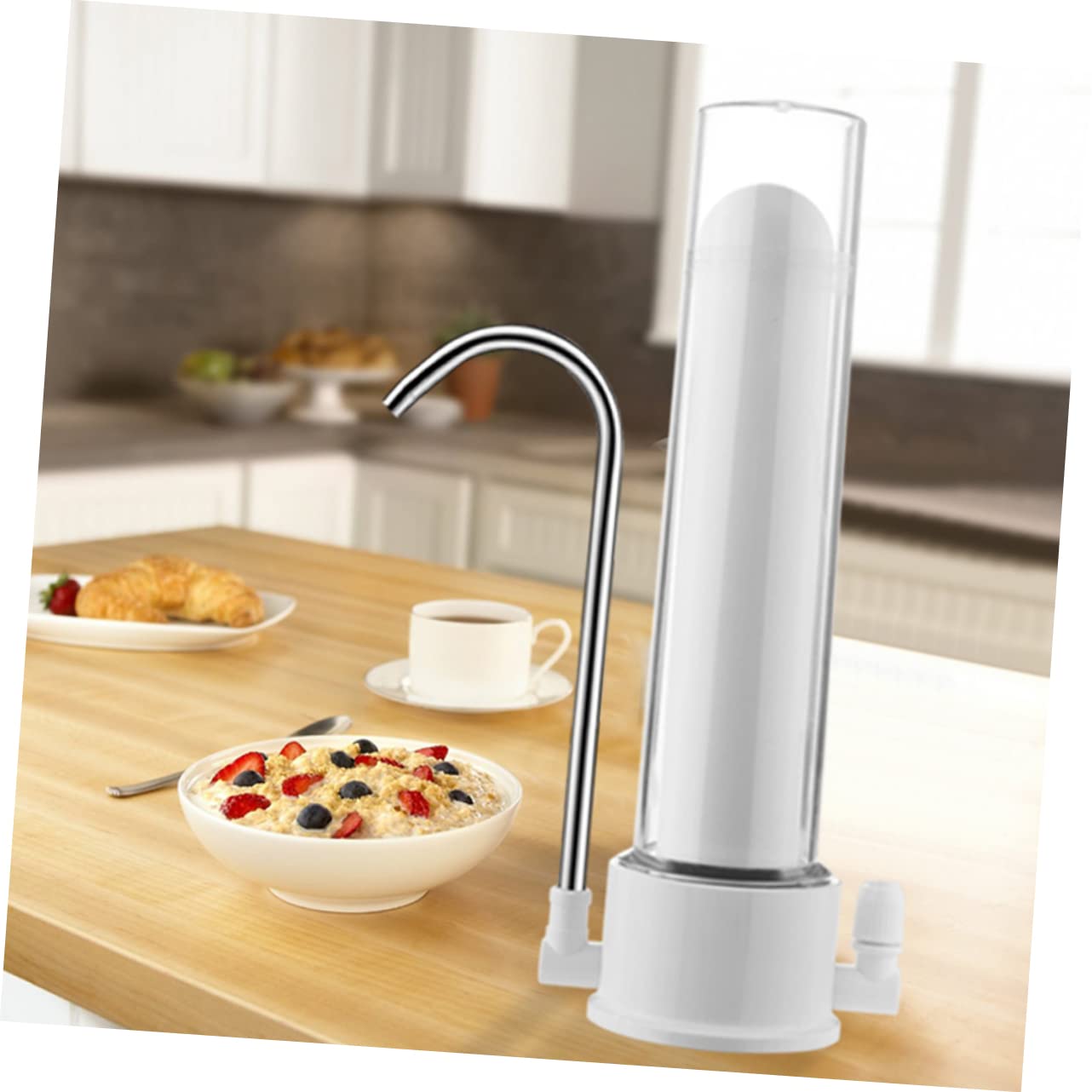 NUOBESTY Purificateur D’eau pour Robinet Cuisine, Filtration Physique, Installation Simple, D’adaptateurs, Plastique, Métal, Céramique, Blanc