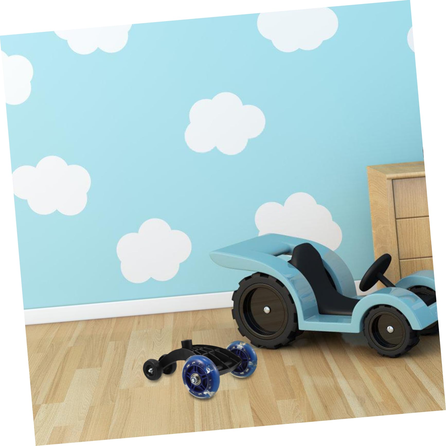 Auto Vorderrad mit Dreiecks Stabiles Dreibein Design Komfortables Lenkrad Sicher für Kleinkinder Geeignet für Indoor und Outdoor Spielautos