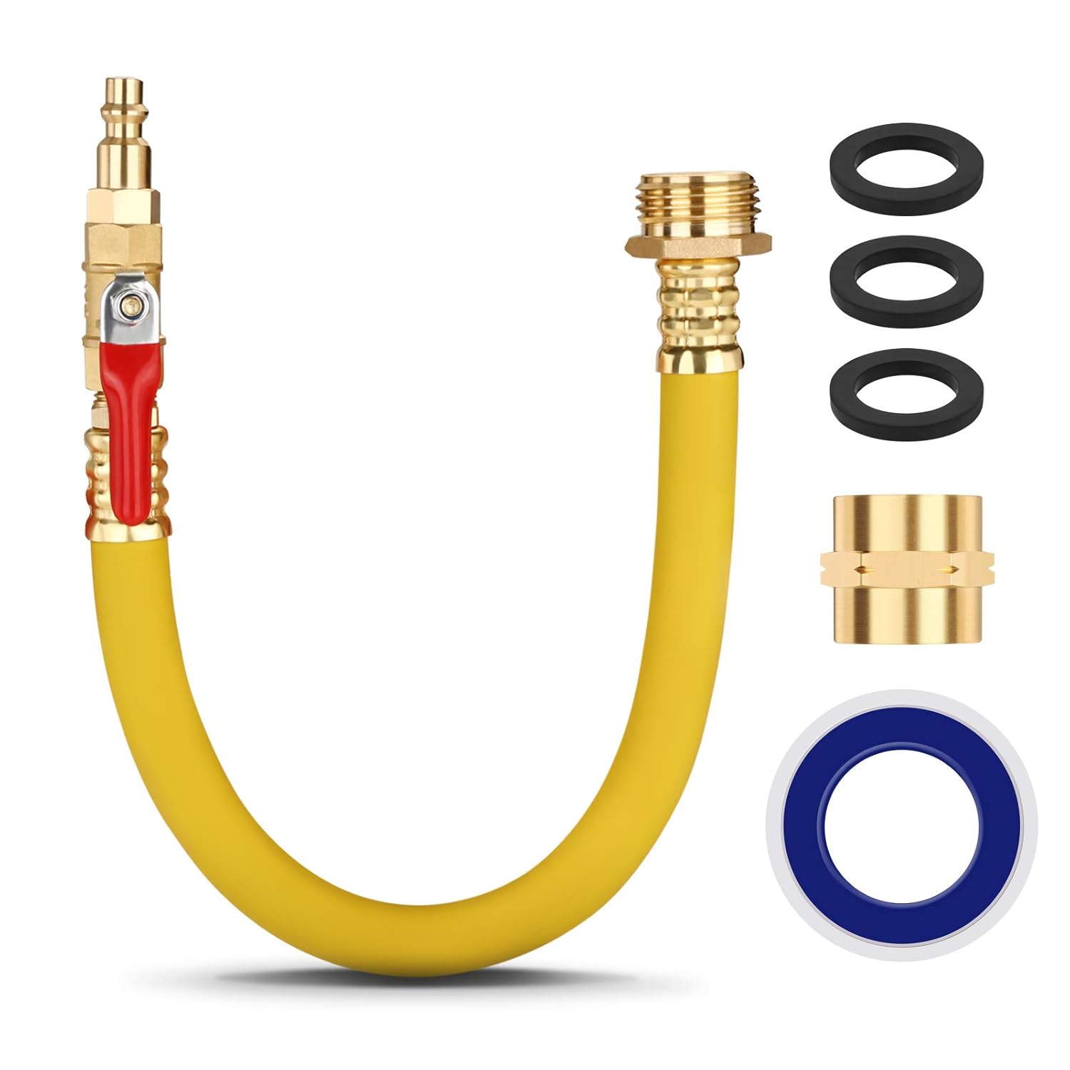 HEIHEI Winterize Sprinkler Blowout Adapter with 15” Hose, Shut Off