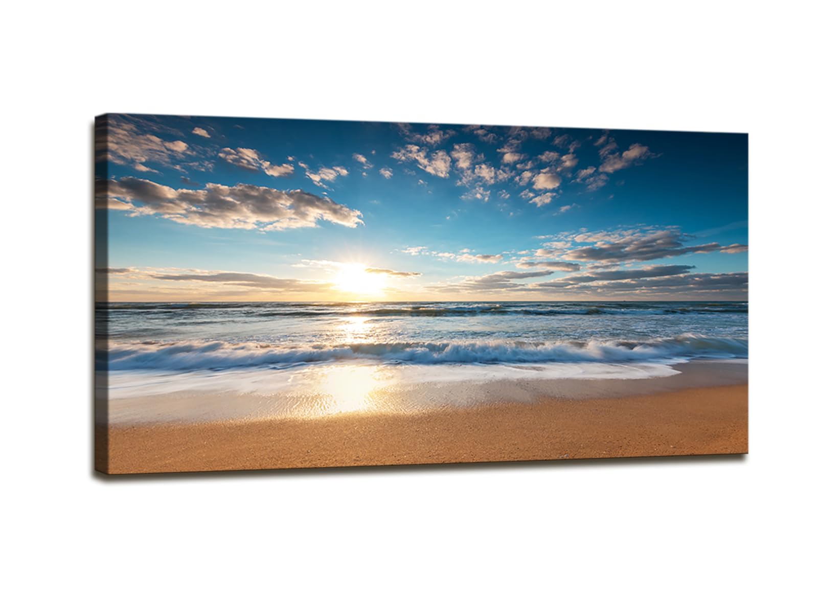 Photo 1 of YYYYHPP YP1975 Beach Pictures Wall Art Beach Sunrise Over The Tropical Sea Pictures Print on Canvas Beach Wall Decor Beach Paintings for Home Decor  29X58INCH