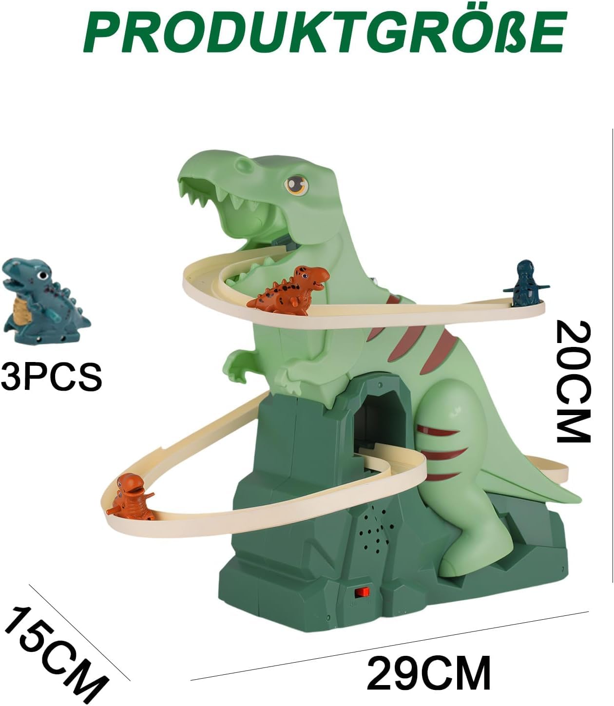 Dinosaurier Spielzeug Elektronischer Slide Mit Lichtern Und Kinder Musik - Kinder Achterbahn Spielzeug, Slide Track mit 3 Dinosauriern, Dinosaur Climbing Roller Coaster Toy FüR Kleinkinder, Spiele