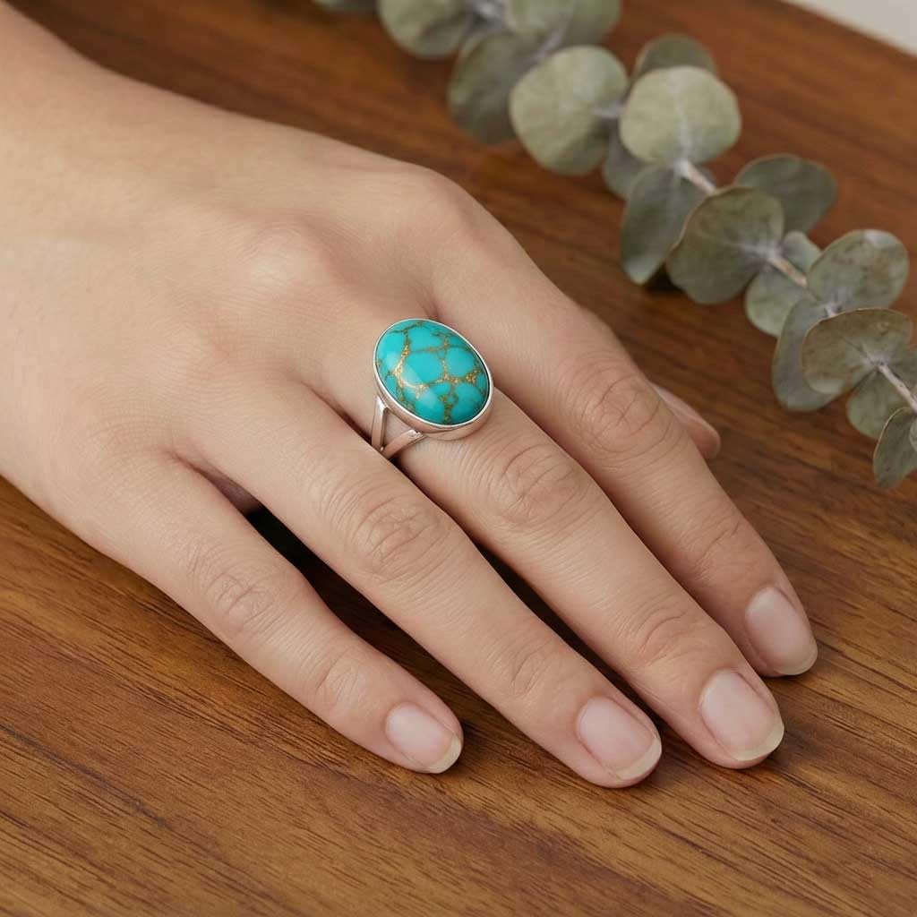 JEWELOPORIUM 925 Sterling Silver Overlay Handmade Jewelry Oval Labradorite, Rose Quartz, Crystal, Tiger Eye Chunky Natural Gemstone Boho Ring For Women