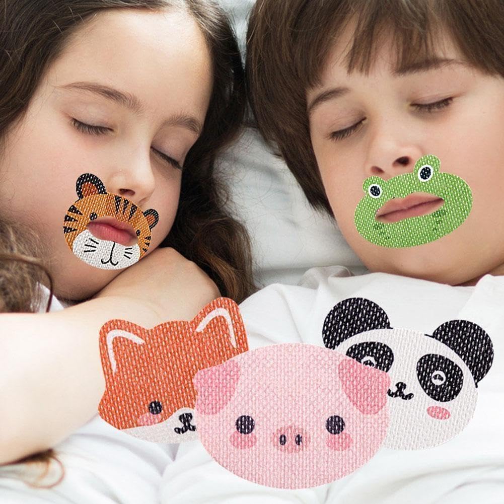 30 tiras para dormir de dibujos animados de animales ronquidos para la nariz y la respiración de los niños, ayuda a la respiración de la nariz, ayuda a reducir los ronquidos y los mejores dispositivos