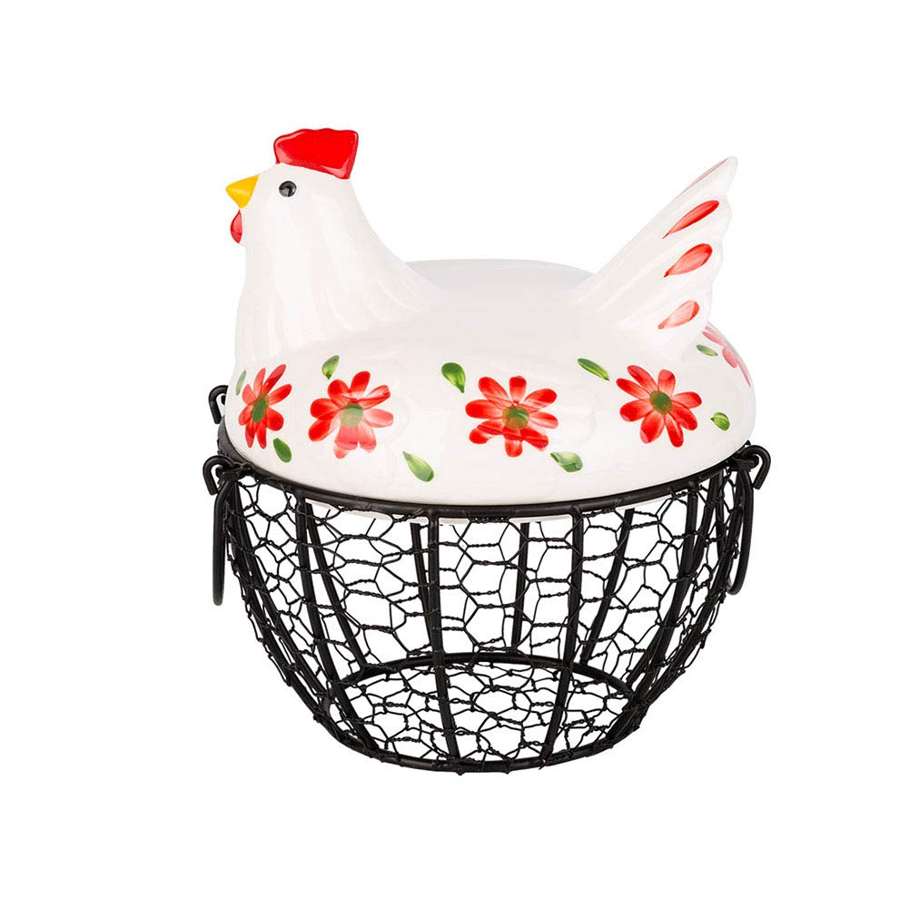 Panier de stockage en fer forgé oeuf et fruits paniers de cuisine rouge