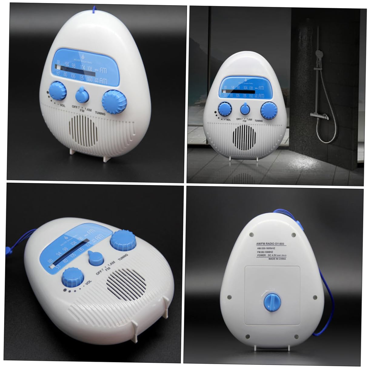 Duschradio Kleiner Tragbares Stereo Radio mit Abs Material und Kompakter Bauweise für Badezimmer und Dusche