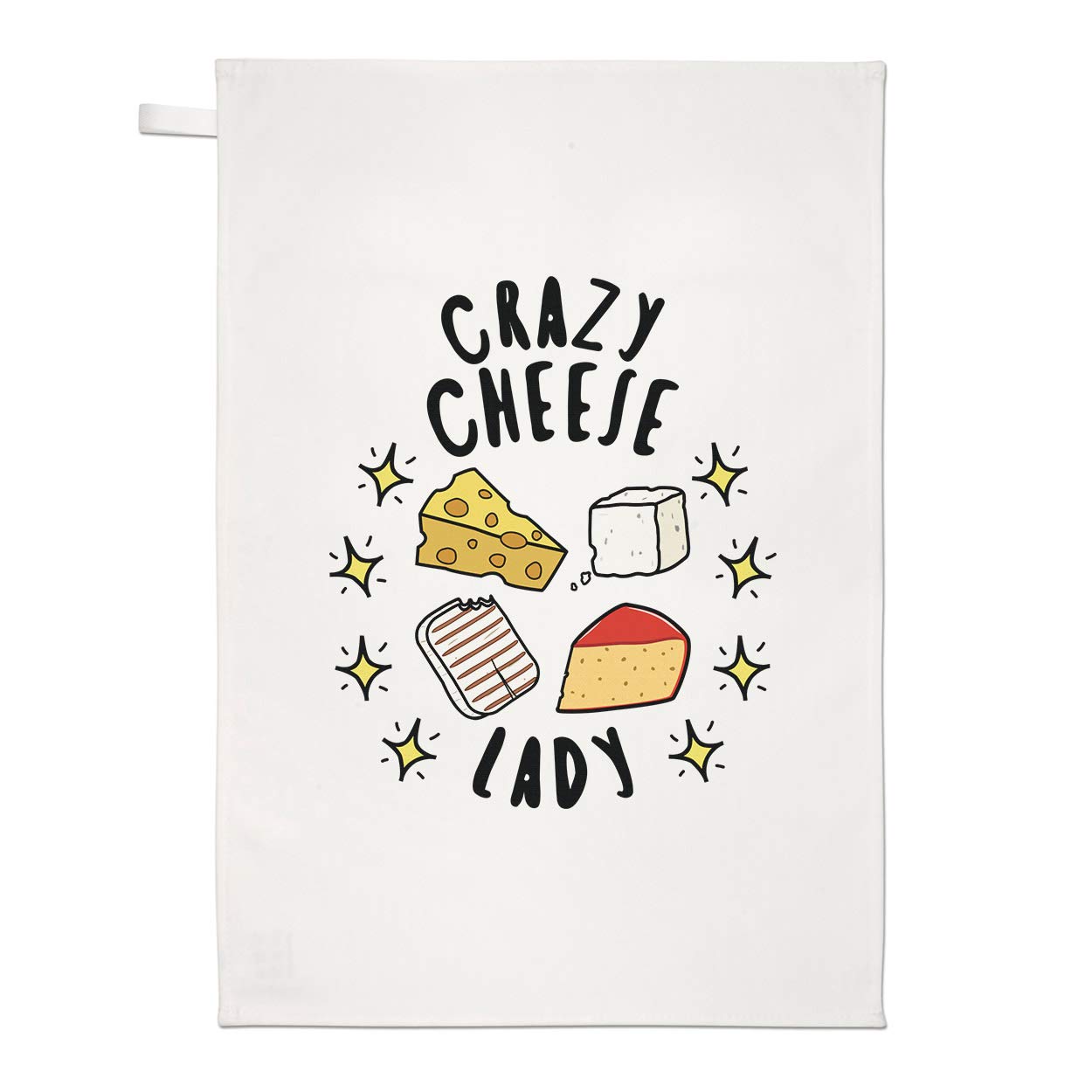 Crazy Cheese Lady Stars Tea Towel Dish Cloth