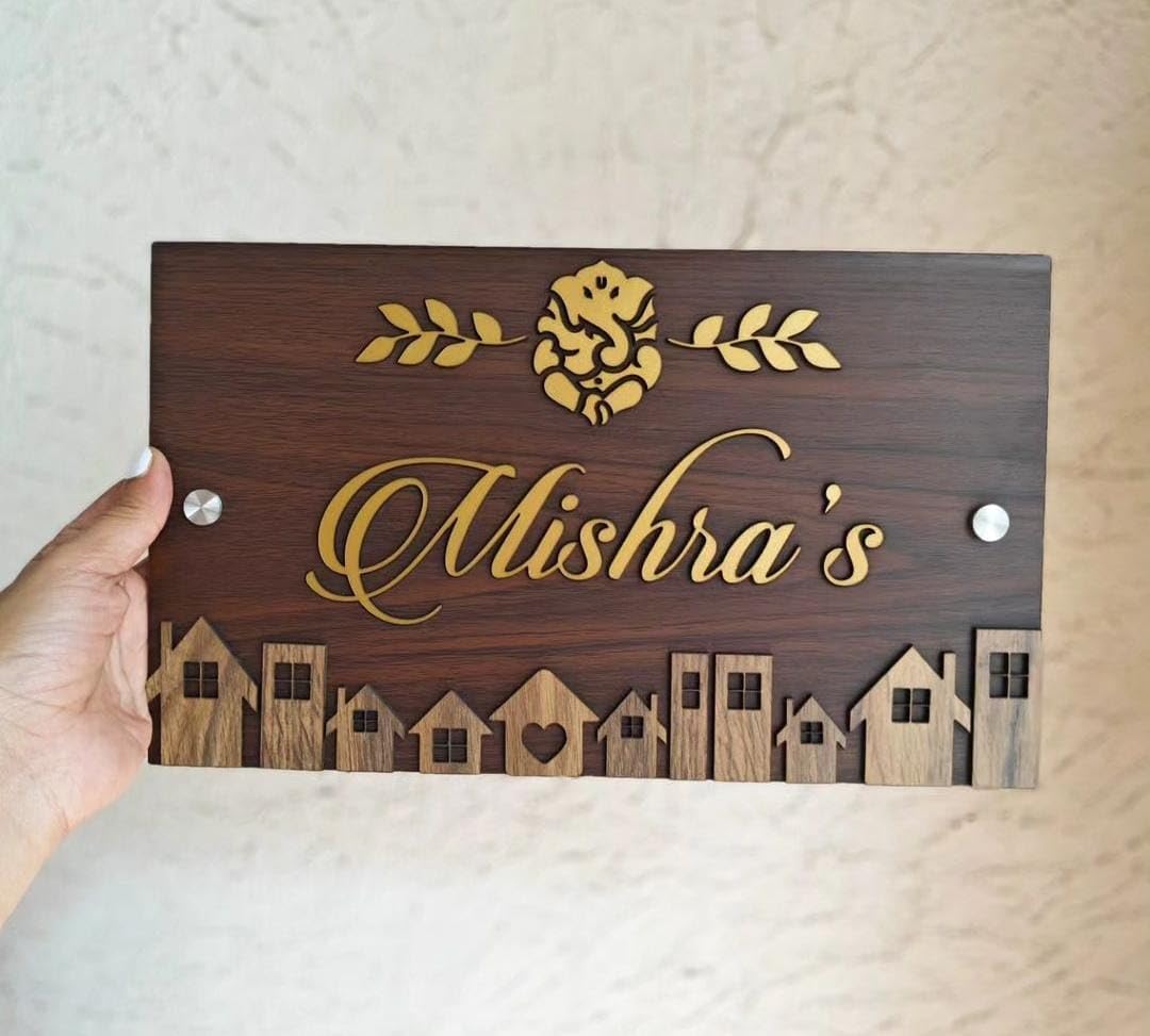 Bright Wood Craft Customizable Decorative MDF Wood + Acrylic Couple Name Plate - Personalized Home Decor for Lasting Impressions | Indoor And Outdoor Board Decorative Items -Brown 14X10-DN-5