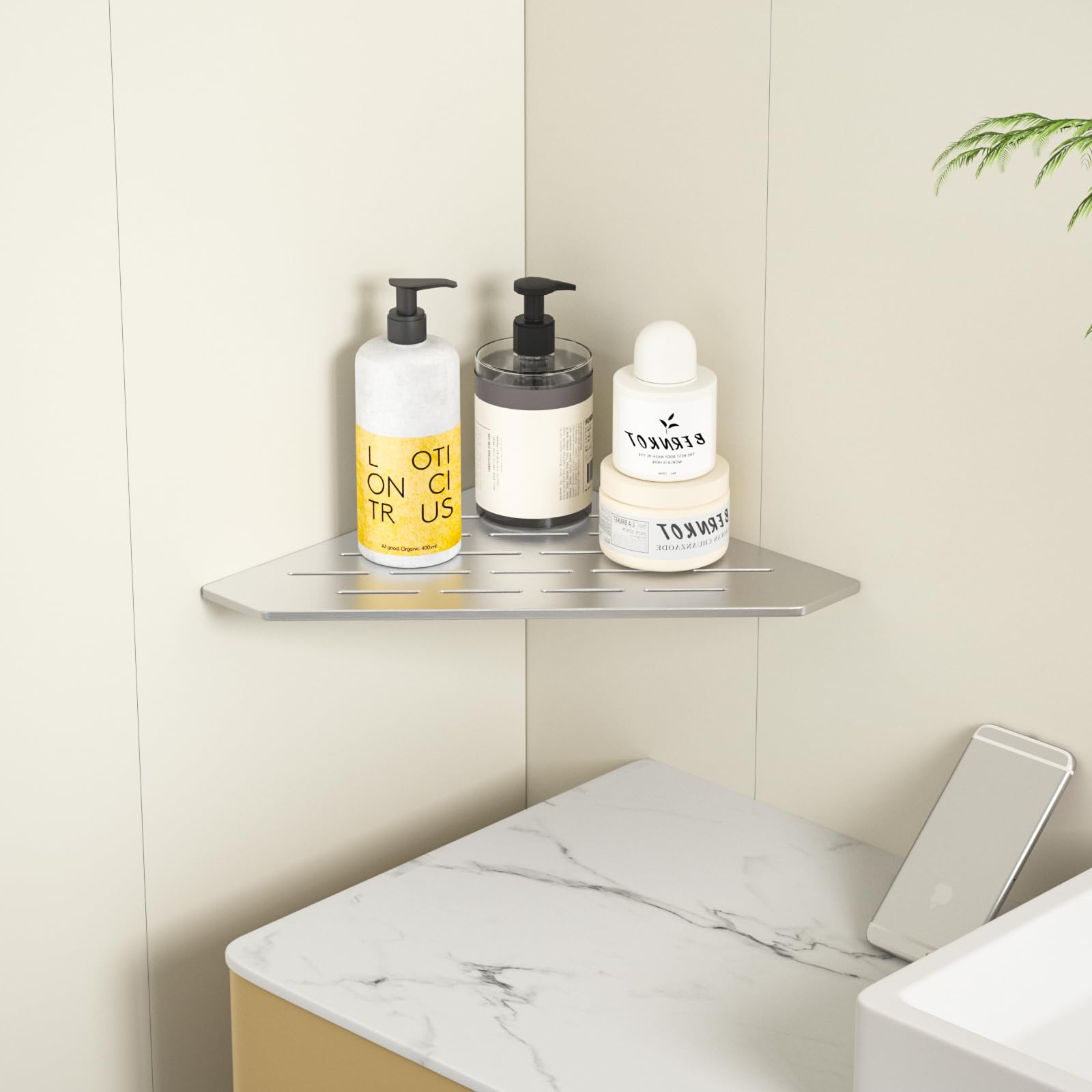 Estantería de esquina para ducha con 3 mm de grosor, estante de esquina pentagonal de alta resistencia para ducha, estante de baño empotrado para paredes de azulejos, estante de ducha