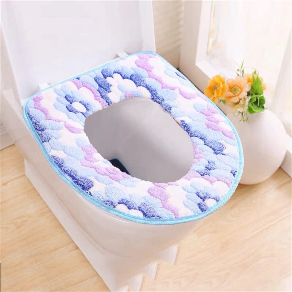 Mzpxqmsyk Women's Blue Toilet Seat Cushion, Universal Warm Soft Thickened Washable Toilet Seat Cushion Cover Mat Multicolor(Blue)