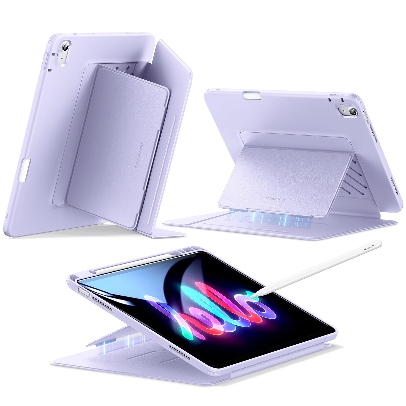 ESR for iPad Air 13 Inch Case M3/M2 (2025/2024), Vertical Stand Cover, Multi Stand Angles, Ultra-Stable Case for iPad Air 13 with Pencil Holder, Flip Series, Purple