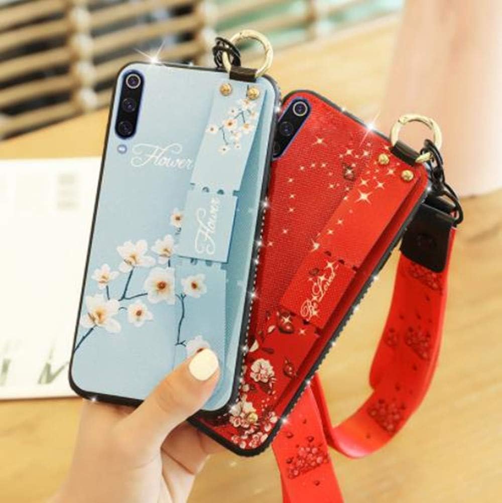 Aulzaju Case for Samsung Note 10, Galaxy Note 10 Bling Strap Kickstand Case Soft Shockproof TPU Hybrid Flower Fashion Cover for Girls Women-Blue