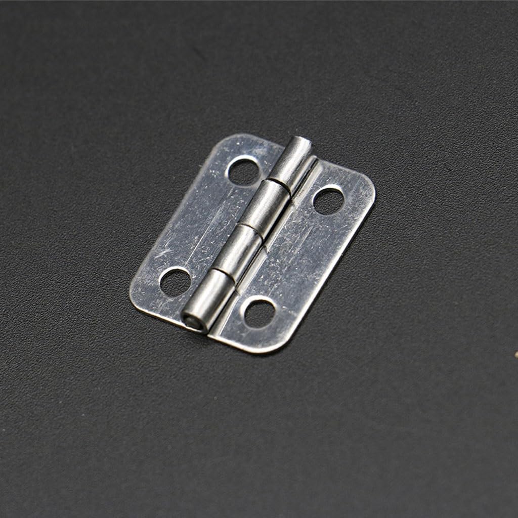Mini charnière 25mm pour meuble armoire tiroir et coffret en bois argenté avec vis
